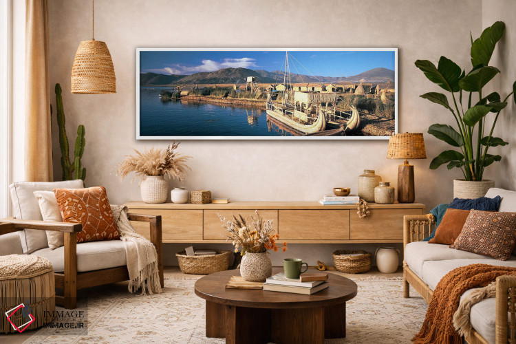 تابلو دکوراتیو Lake Titicaca, Floating Island, Peru,قایق های نی ساخته… اثر پانورامیک ایمجز - D2W