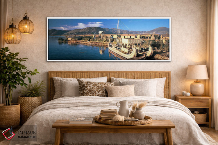 تابلو دکوراتیو Lake Titicaca, Floating Island, Peru,قایق های نی ساخته… اثر پانورامیک ایمجز - D4W