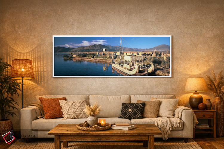 تابلو دکوراتیو Lake Titicaca, Floating Island, Peru,قایق های نی ساخته… اثر پانورامیک ایمجز - D5W