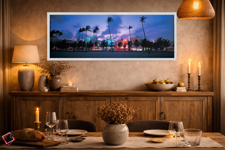 تابلو دکوراتیو Miami, Florida, USA,ساختمان های نورانی در گرگ ومیش، میا… اثر پانورامیک ایمجز - D3W