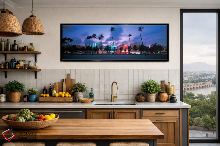 تابلو دکوراتیو Miami, Florida, USA,ساختمان های نورانی در گرگ ومیش، میا… اثر پانورامیک ایمجز - D5B