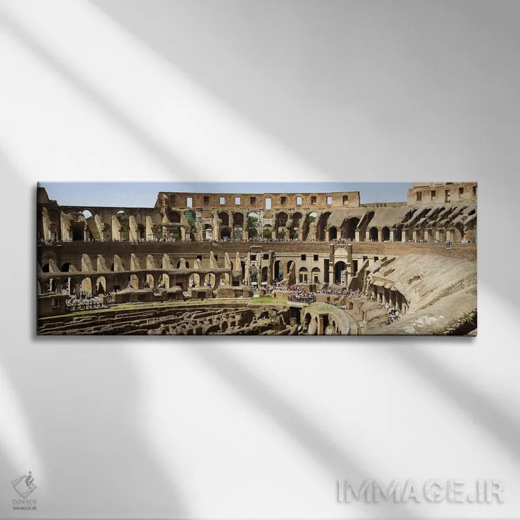 تابلو دکوراتیو Coliseum, Rome, Lazio, Italy,فضای داخلی یک آمفی تئاتر… اثر پانورامیک ایمجز - نمای روبهرو روی دیوار