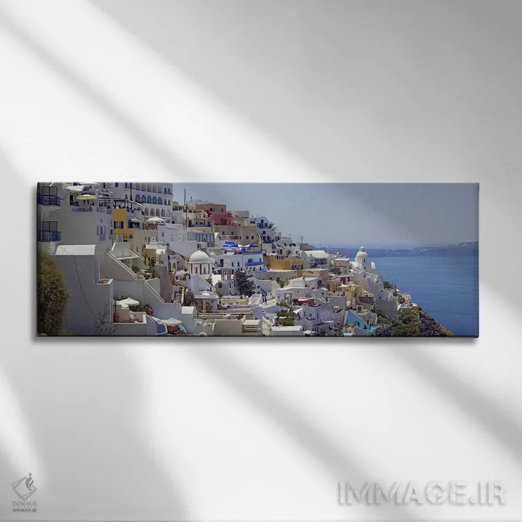 تابلو دکوراتیو Fira, Santorini, Cyclades, Greece,معماری سفید مدیترانه… اثر پانورامیک ایمجز - نمای روبهرو روی دیوار