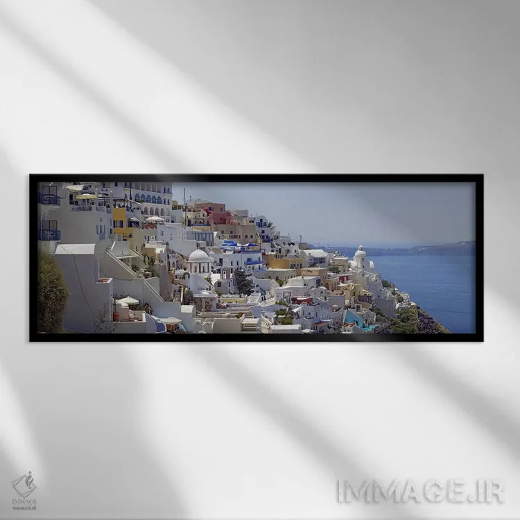 تابلو دکوراتیو Fira, Santorini, Cyclades, Greece,معماری سفید مدیترانه… اثر پانورامیک ایمجز - نمای قابدار مشکی