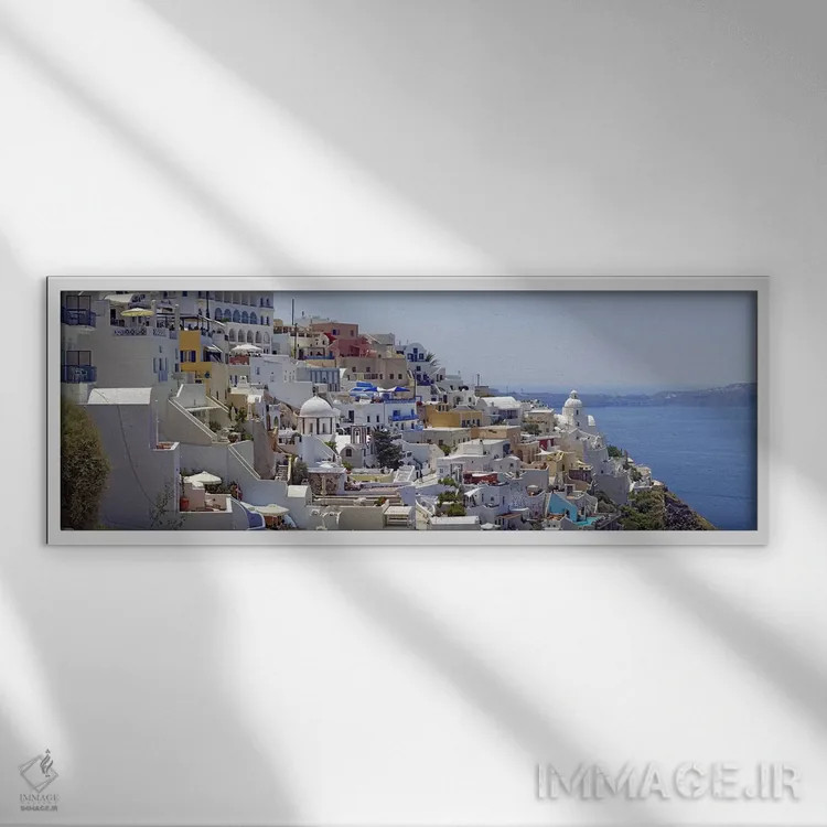 تابلو دکوراتیو Fira, Santorini, Cyclades, Greece,معماری سفید مدیترانه… اثر پانورامیک ایمجز - نمای قابدار سفید