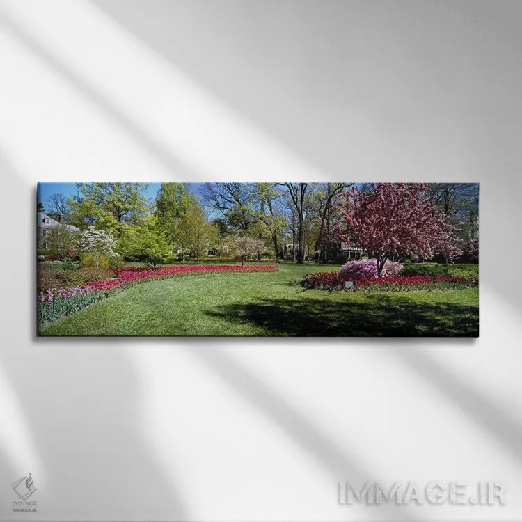 تابلو دکوراتیو Sherwood Gardens, Baltimore, Maryland, USA,لاله ها و در… اثر پانورامیک ایمجز - نمای روبهرو روی دیوار