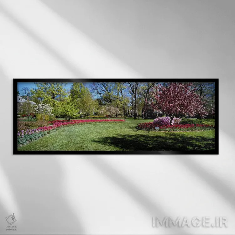 تابلو دکوراتیو Sherwood Gardens, Baltimore, Maryland, USA,لاله ها و در… اثر پانورامیک ایمجز - نمای قابدار مشکی
