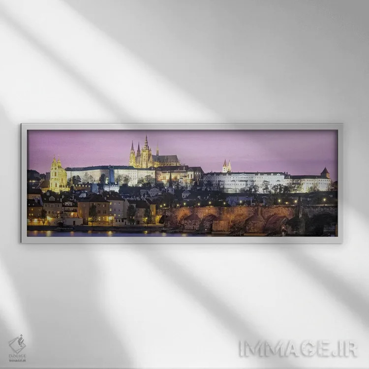 تابلو دکوراتیو Charles Bridge, Hradcany Castle, St. Vitus Cathedral, P… اثر پانورامیک ایمجز - نمای قابدار سفید