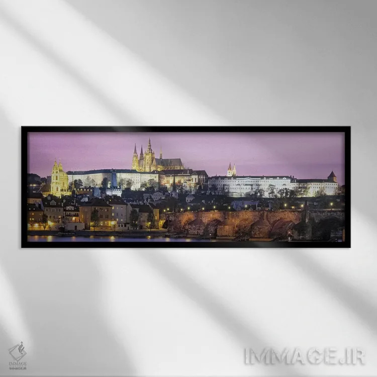 تابلو دکوراتیو Charles Bridge, Hradcany Castle, St. Vitus Cathedral, P… اثر پانورامیک ایمجز - نمای قابدار مشکی