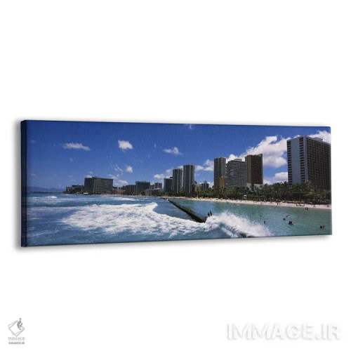تابلو دکوراتیو Waikiki Beach, Honolulu, Oahu, Hawaii, USA,ساختمان ها د… اثر پانورامیک ایمجز - نمای پرسپکتیو محصول