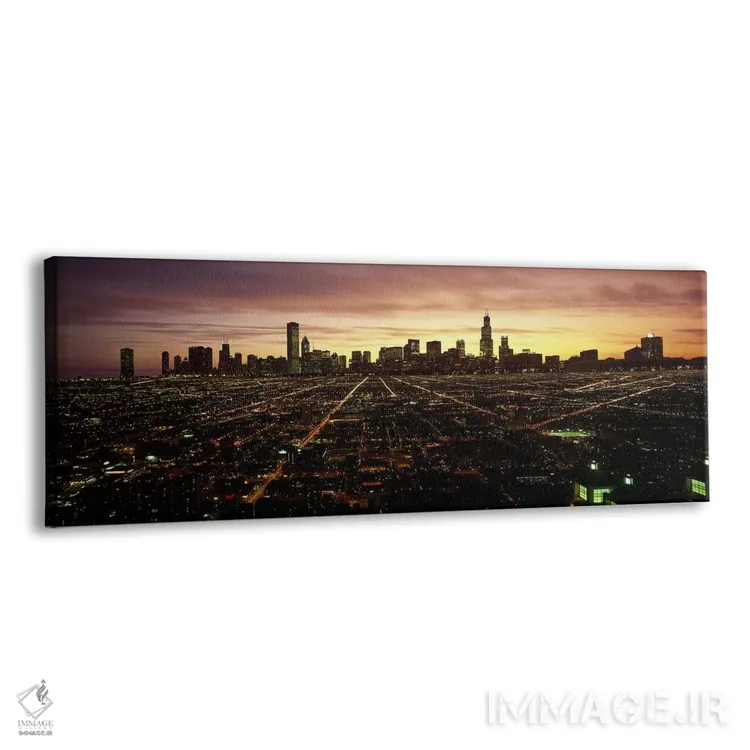 تابلو دکوراتیو High angle view of a city at night, Chicago, Cook Count… اثر پانورامیک ایمجز - نمای پرسپکتیو محصول