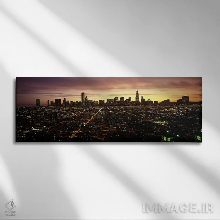 تابلو دکوراتیو High angle view of a city at night, Chicago, Cook Count… اثر پانورامیک ایمجز - نمای روبهرو روی دیوار