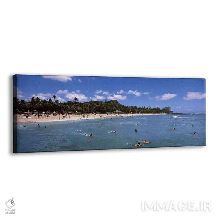 تابلو دکوراتیو Waikiki Beach, Honolulu, Oahu, Hawaii, USA,گردشگران در… اثر پانورامیک ایمجز - نمای پرسپکتیو محصول