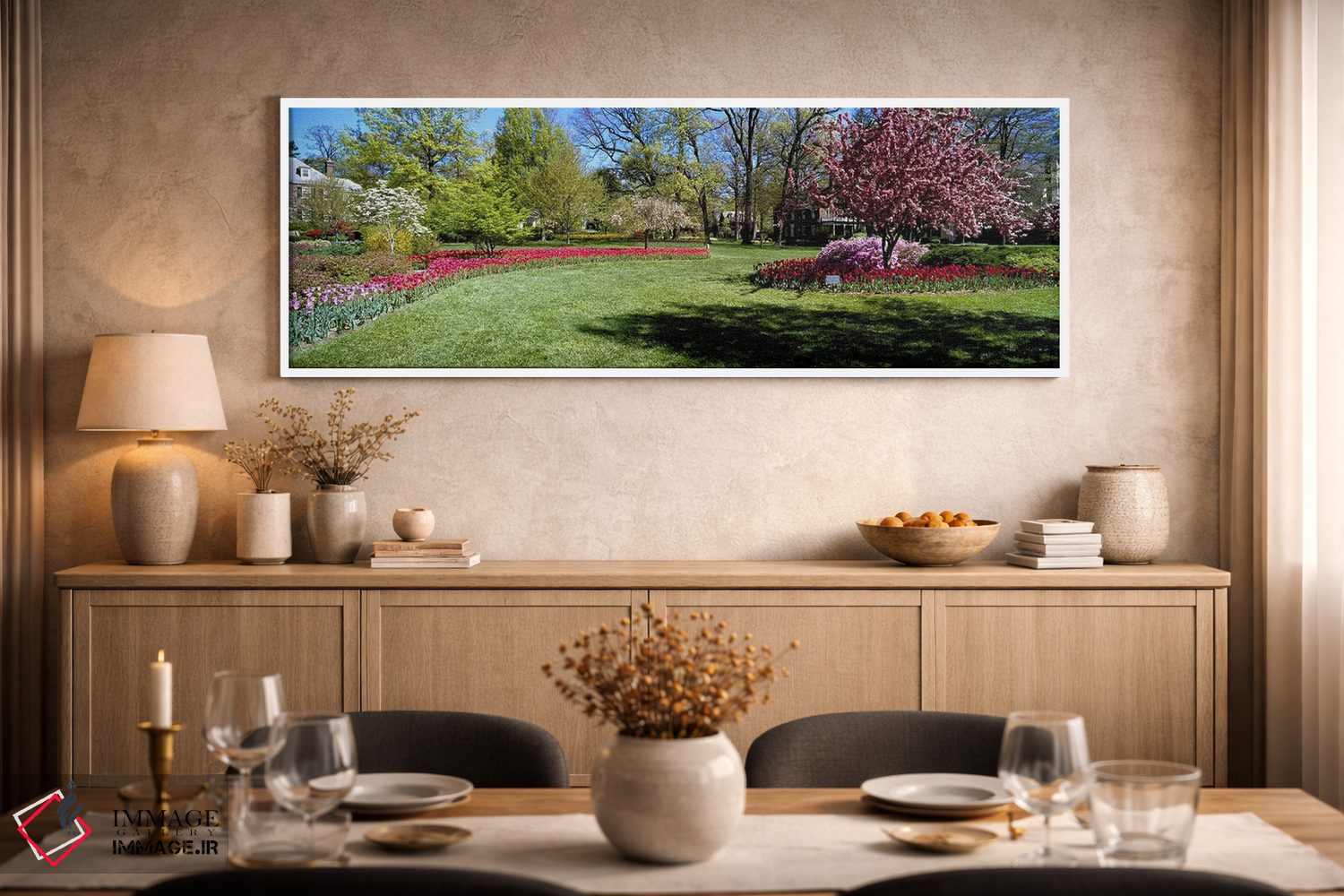 تابلو دکوراتیو Sherwood Gardens, Baltimore, Maryland, USA,لاله ها و در… اثر پانورامیک ایمجز - D1W