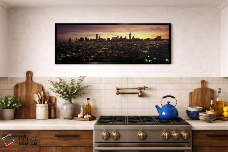 تابلو دکوراتیو High angle view of a city at night, Chicago, Cook Count… اثر پانورامیک ایمجز - D2B