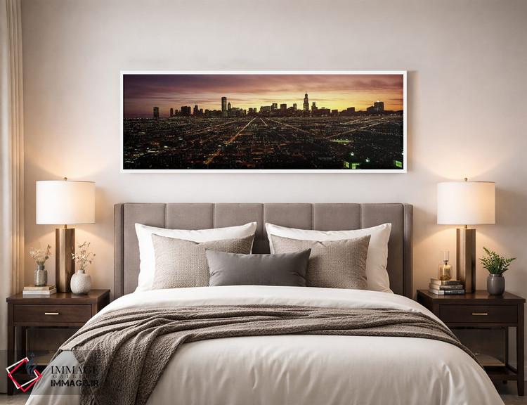 تابلو دکوراتیو High angle view of a city at night, Chicago, Cook Count… اثر پانورامیک ایمجز - D3W