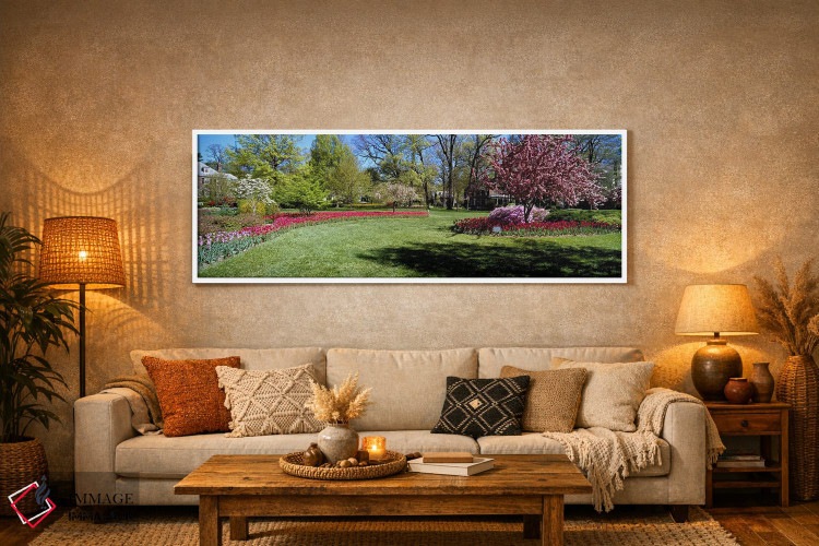 تابلو دکوراتیو Sherwood Gardens, Baltimore, Maryland, USA,لاله ها و در… اثر پانورامیک ایمجز - D5W