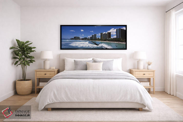تابلو دکوراتیو Waikiki Beach, Honolulu, Oahu, Hawaii, USA,ساختمان ها د… اثر پانورامیک ایمجز - D6B