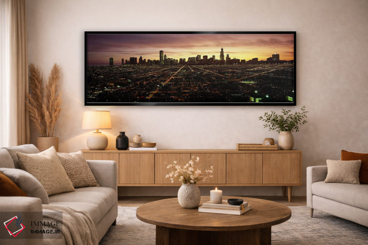 تابلو دکوراتیو High angle view of a city at night, Chicago, Cook Count… اثر پانورامیک ایمجز - D5B