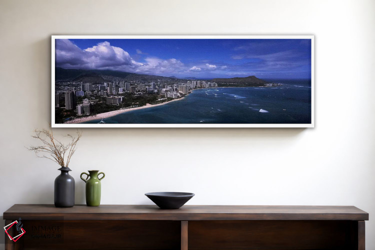 تابلو دکوراتیو Waikiki Beach, Honolulu, Oahu, Hawaii, USA #2,ساختمان ه… اثر پانورامیک ایمجز - D1W