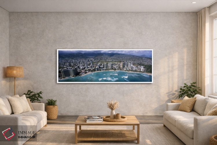 تابلو دکوراتیو Waikiki Beach, Honolulu, Oahu, Hawaii, USA,نمای هوایی ا… اثر پانورامیک ایمجز - D2W