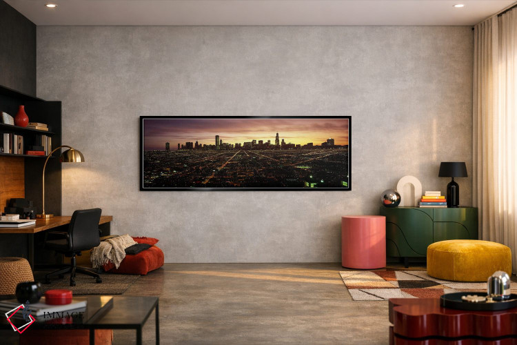 تابلو دکوراتیو High angle view of a city at night, Chicago, Cook Count… اثر پانورامیک ایمجز - D6B