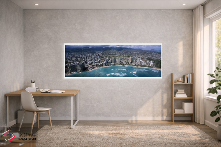 تابلو دکوراتیو Waikiki Beach, Honolulu, Oahu, Hawaii, USA,نمای هوایی ا… اثر پانورامیک ایمجز - D1W