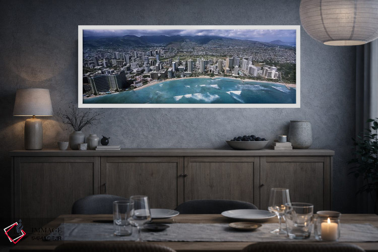 تابلو دکوراتیو Waikiki Beach, Honolulu, Oahu, Hawaii, USA,نمای هوایی ا… اثر پانورامیک ایمجز - D3W