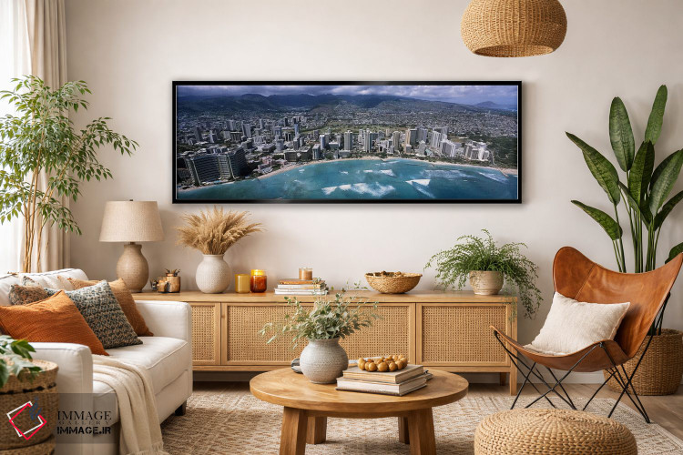 تابلو دکوراتیو Waikiki Beach, Honolulu, Oahu, Hawaii, USA,نمای هوایی ا… اثر پانورامیک ایمجز - D4B