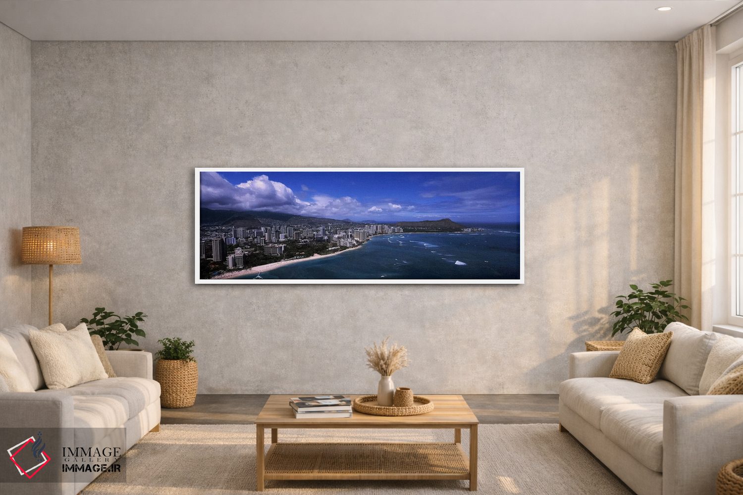 تابلو دکوراتیو Waikiki Beach, Honolulu, Oahu, Hawaii, USA #2,ساختمان ه… اثر پانورامیک ایمجز - D3W