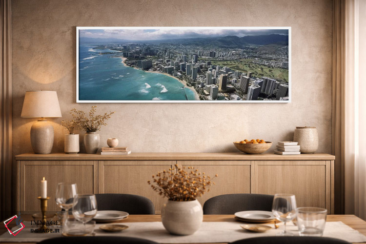 تابلو دکوراتیو Waikiki Beach, Honolulu, Oahu, Hawaii, USA,نمای هوایی س… اثر پانورامیک ایمجز - D2W