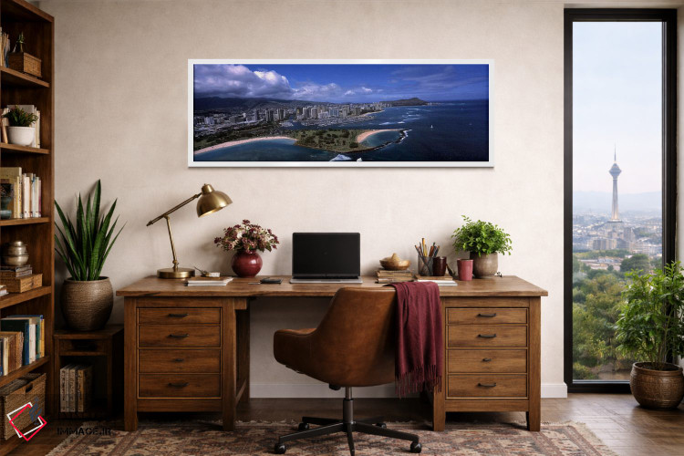 تابلو دکوراتیو Ala Moana Beach Park, Waikiki Beach, Honolulu, Oahu, Ha… اثر پانورامیک ایمجز - D1W