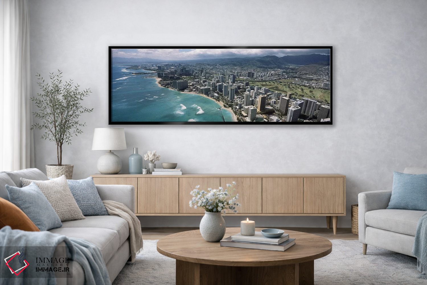 تابلو دکوراتیو Waikiki Beach, Honolulu, Oahu, Hawaii, USA,نمای هوایی س… اثر پانورامیک ایمجز - D4B