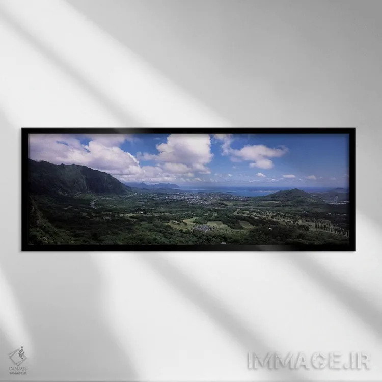 تابلو دکوراتیو Oahu, Hawaii, USA,نمای خلیج کانئوهه از نوانو پالی لوک ا… اثر پانورامیک ایمجز - نمای قابدار مشکی