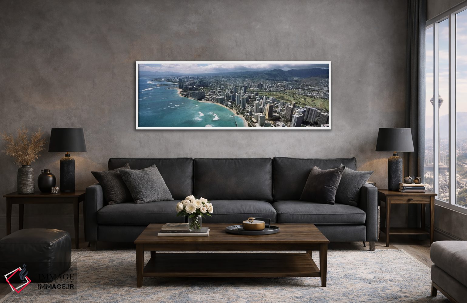 تابلو دکوراتیو Waikiki Beach, Honolulu, Oahu, Hawaii, USA,نمای هوایی س… اثر پانورامیک ایمجز - D5W