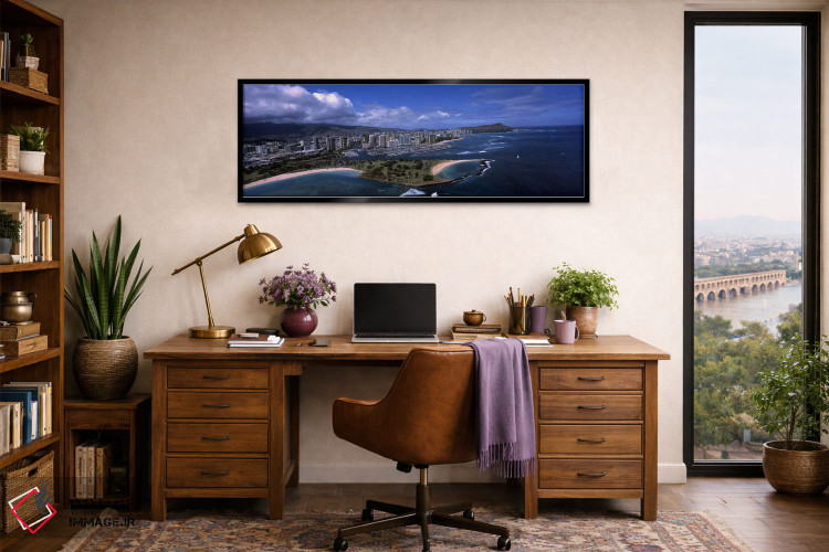 تابلو دکوراتیو Ala Moana Beach Park, Waikiki Beach, Honolulu, Oahu, Ha… اثر پانورامیک ایمجز - D2B