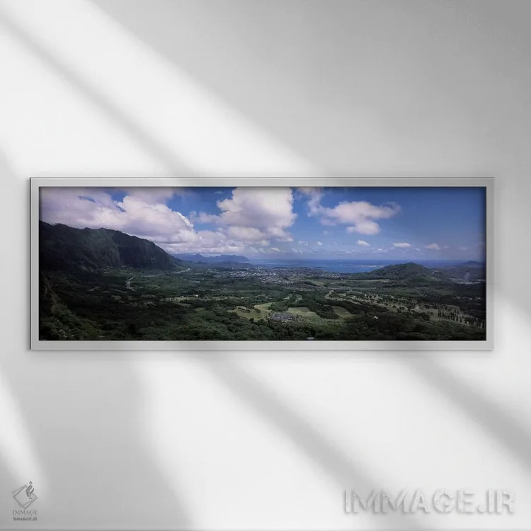 تابلو دکوراتیو Oahu, Hawaii, USA,نمای خلیج کانئوهه از نوانو پالی لوک ا… اثر پانورامیک ایمجز - نمای قابدار سفید