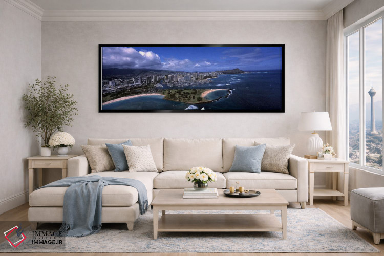 تابلو دکوراتیو Ala Moana Beach Park, Waikiki Beach, Honolulu, Oahu, Ha… اثر پانورامیک ایمجز - D6B