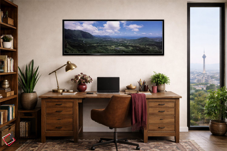 تابلو دکوراتیو Oahu, Hawaii, USA,نمای خلیج کانئوهه از نوانو پالی لوک ا… اثر پانورامیک ایمجز - D3B