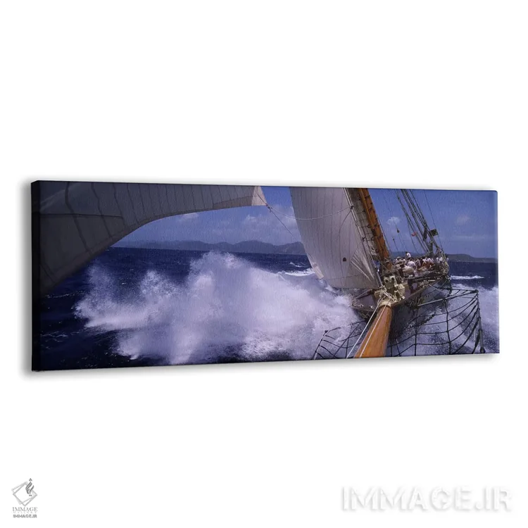 تابلو دکوراتیو قایق تفریحی در حال شکافتن دریا اثر پانورامیک ایمجز - نمای پرسپکتیو محصول