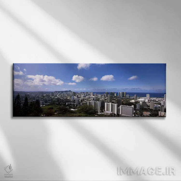 تابلو دکوراتیو Honolulu, Oahu, Hawaii, USA #3,نمای بالا از منظره شهری… اثر پانورامیک ایمجز - نمای روبهرو روی دیوار
