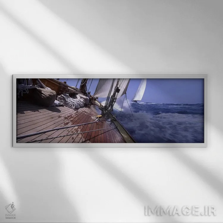 تابلو دکوراتیو دید اول شخص هنگام مسابقه قایق تفریحی اثر پانورامیک ایمجز - نمای قابدار سفید