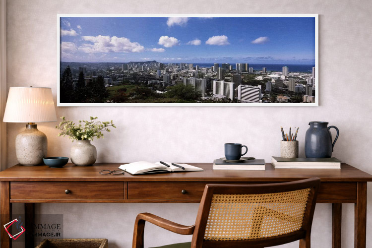 تابلو دکوراتیو Honolulu, Oahu, Hawaii, USA #3,نمای بالا از منظره شهری… اثر پانورامیک ایمجز - D1W