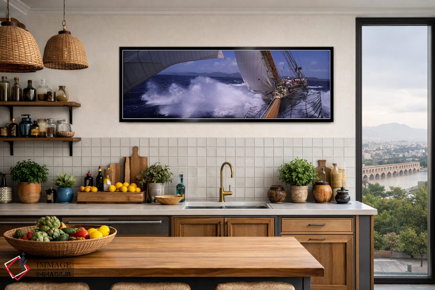 تابلو دکوراتیو قایق تفریحی در حال شکافتن دریا اثر پانورامیک ایمجز - D3B