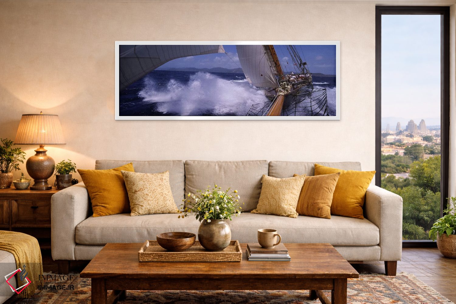 تابلو دکوراتیو قایق تفریحی در حال شکافتن دریا اثر پانورامیک ایمجز - D4W