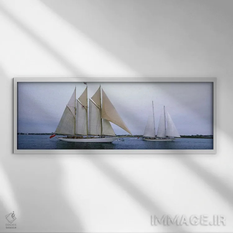 تابلو دکوراتیو Narragansett Bay, Newport, Rhode Island, USA,کشتی های ا… اثر پانورامیک ایمجز - نمای قابدار سفید