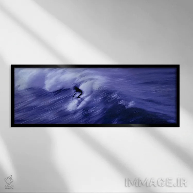 تابلو دکوراتیو USA,نمای بالا از شخصی در حال موج سواری در دریا، آمریکا اثر پانورامیک ایمجز - نمای قابدار مشکی