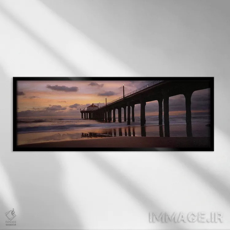 تابلو دکوراتیو Manhattan Beach Pier, Manhattan Beach, Los Angeles Coun… اثر پانورامیک ایمجز - نمای قابدار مشکی