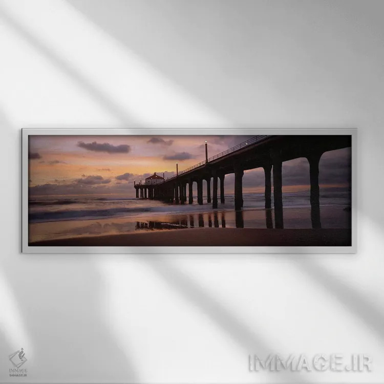 تابلو دکوراتیو Manhattan Beach Pier, Manhattan Beach, Los Angeles Coun… اثر پانورامیک ایمجز - نمای قابدار سفید