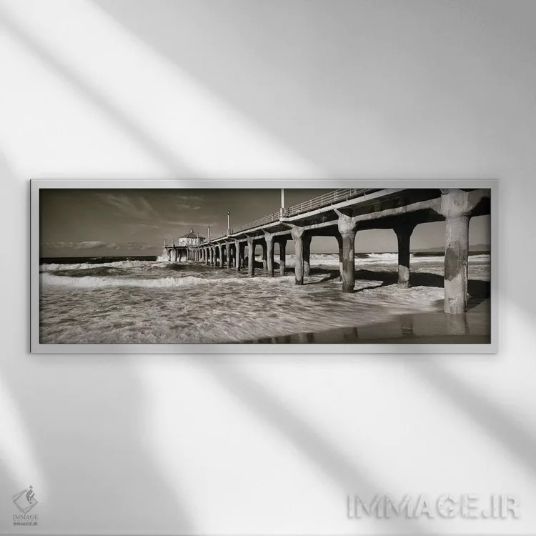تابلو دکوراتیو Manhattan Beach Pier, Manhattan Beach, Los Angeles Coun… اثر پانورامیک ایمجز - نمای قابدار سفید